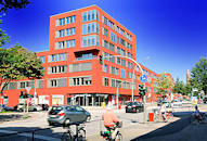 5515 Neubau auf dem ehem. Krankenhausgelände des Allgemeinen Krankenhauses Barmbek - Strassenverkehr auf der Fuhlbüttler Strasse - Bilder aus den Hamburger Stadtteilen.