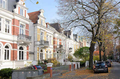 7387 Stadtvillen mit farbigen Hausfassadaden - Fotos aus dem Hamburger Stadtteil Eilbek, Blumenau.