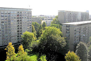 P9300048 Blick über die Grindelhochhäuser in Hamburg Harvestehude, Bezirk Eimsbüttel.