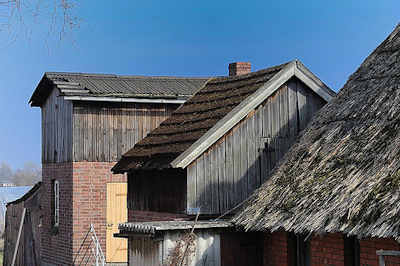 0642 Dächer mit Reet gedeckt - Hausdach mit Holzschindeln - Hausdächer in Kirchwerder.